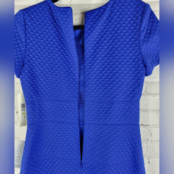 Eliza J Women's  Dot Texture Fit Flare Dress in Royal Blue Size 4 - Picture 7 of 11
